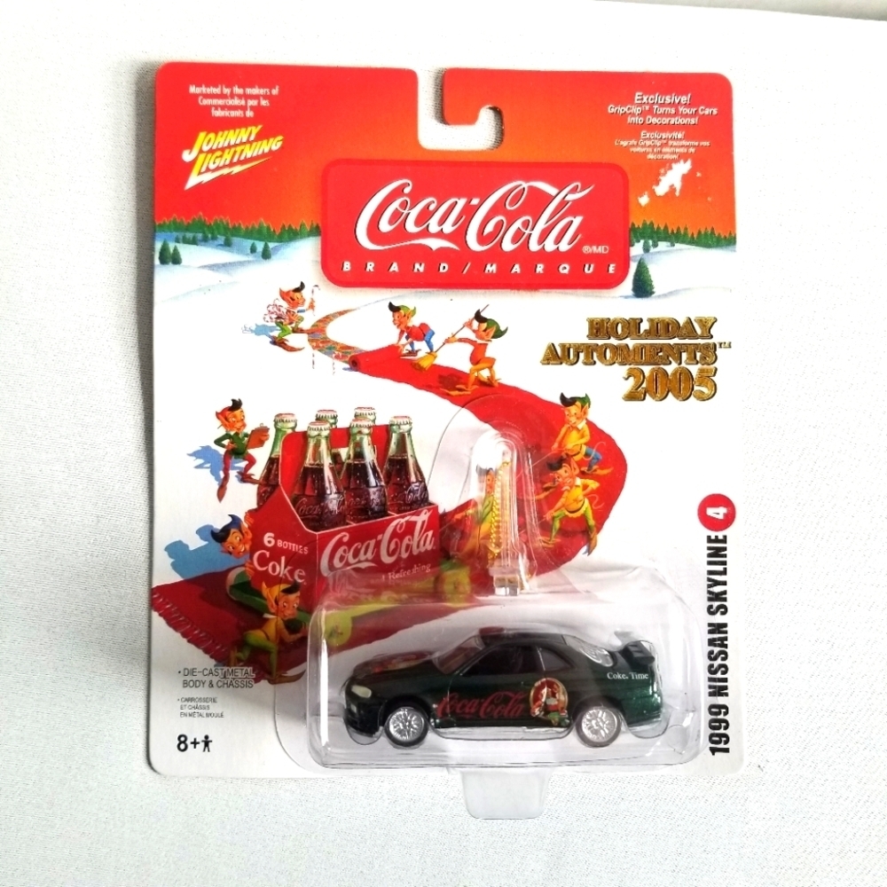 2005 Johnny Lightning Coca Cola Automent  Green 1999 Nissan Skyline